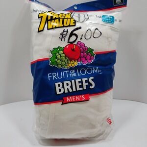 Men's Vintage 2005 Fruit of the Loom Briefs 7 Pack Large 38-40, Brand New
